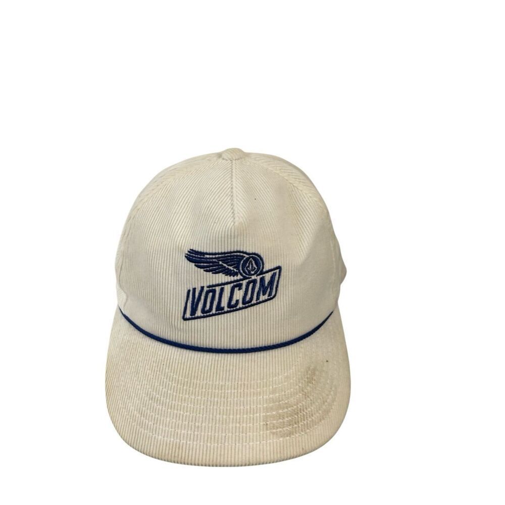 Volcom White Corduroy Snapback Hat (Sticker Discoloration)